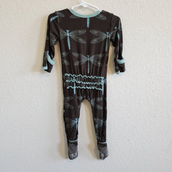 Kickee Pants Dragonfly Brown/Blue Zip Bamboo One Piece Footed Sleeper 6-9M - Picture 4 of 6